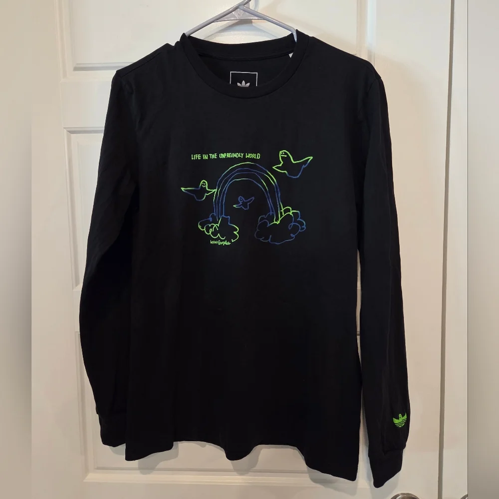 adidas Schmoo Foil Art Black Long Sleeve T-Shirt SIZE SMALL